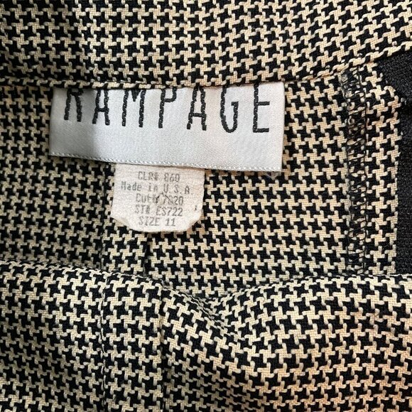 Rampage Skirt Y2K Womens 11 Houndstooth Preppy Black Tan‎ Academia Made USA VTG - Picture 3 of 11